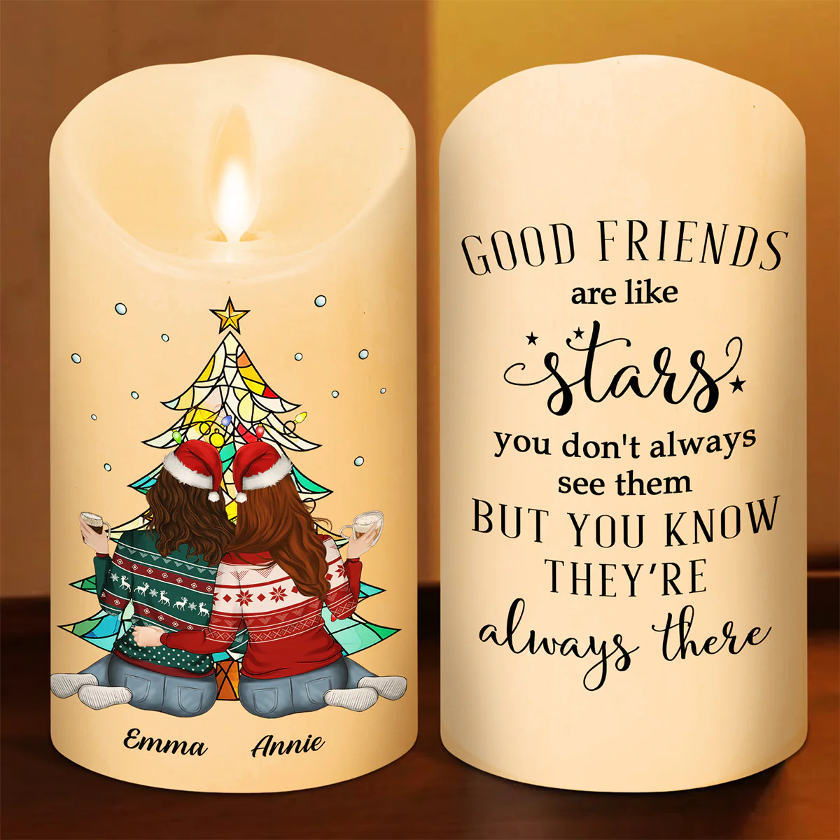Friends Always Beside You - Personalized Custom LED Candle - Image 4