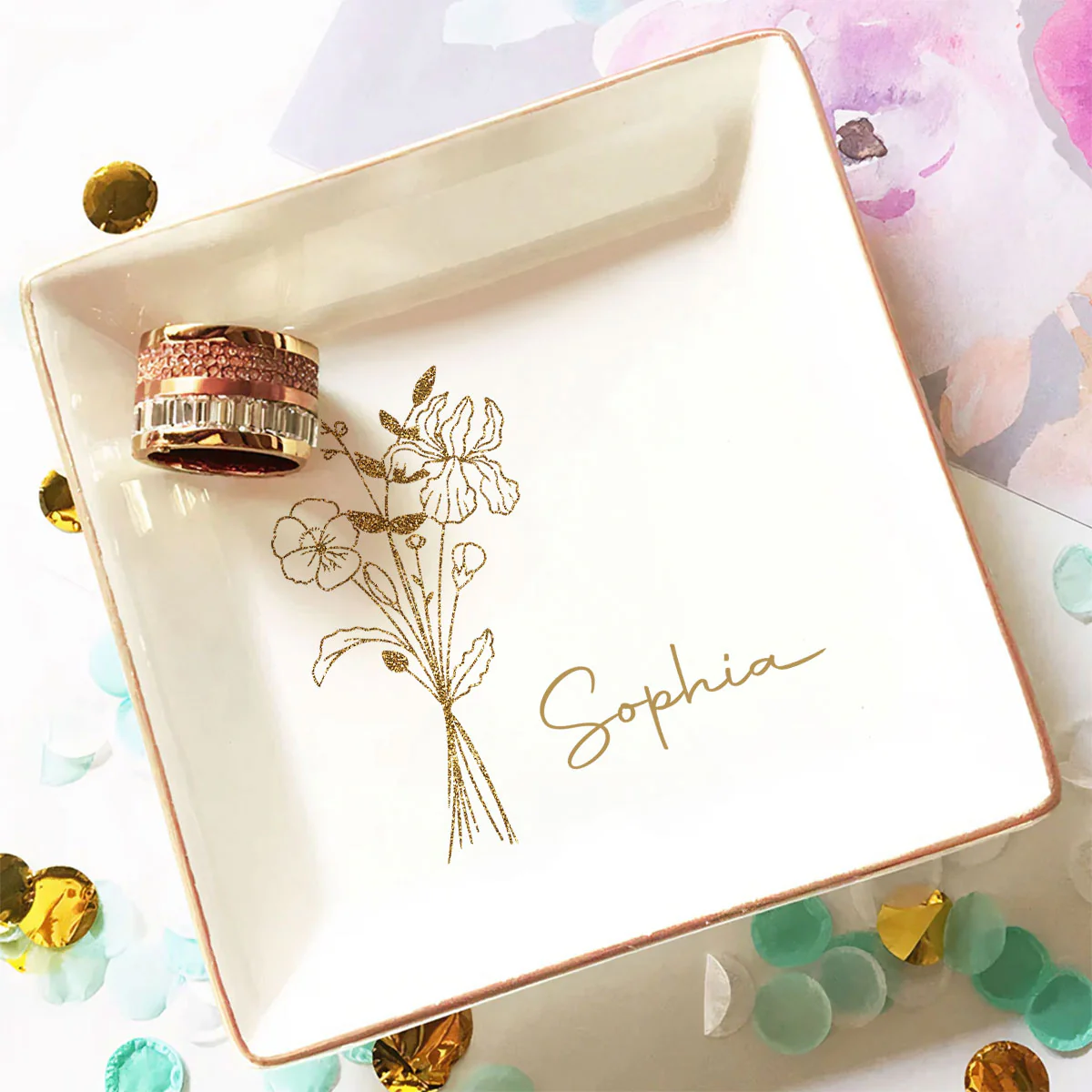 Friends Are Blossoms That Last Forever - Personalized Custom Jewelry Dish - Image 3