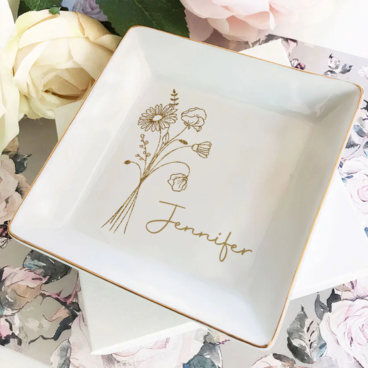 Friends Are Blossoms That Last Forever - Personalized Custom Jewelry Dish - Image 5