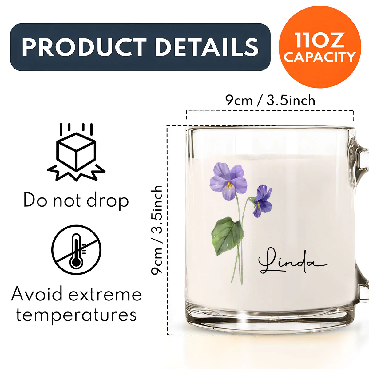 Friends Are Flowers - Personalized Custom Glass Mug - Image 5