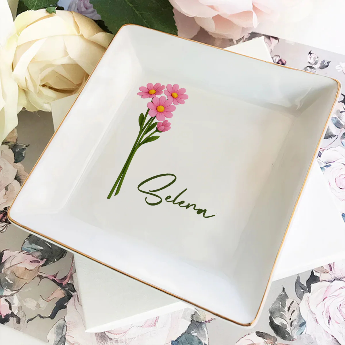 Friends Are Flowers That Never Fade 2 - Personalized Custom Jewelry Dish - Image 4