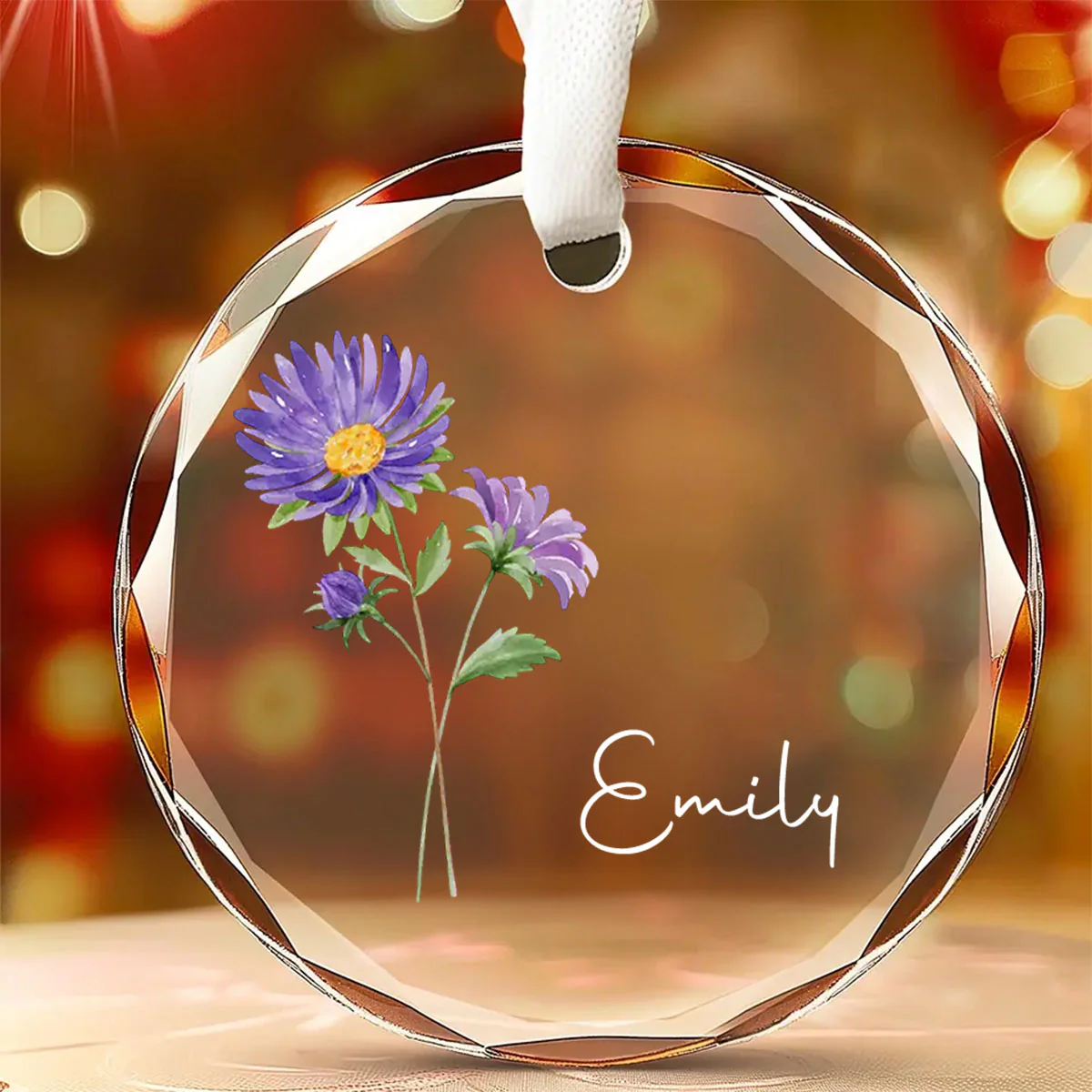 Friends Are Flowers That Never Fade - Personalized Custom Glass Ornament - Image 2