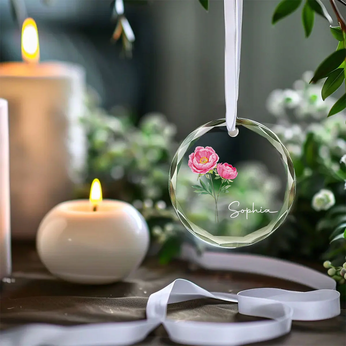 Friends Are Flowers That Never Fade - Personalized Custom Glass Ornament - Image 4