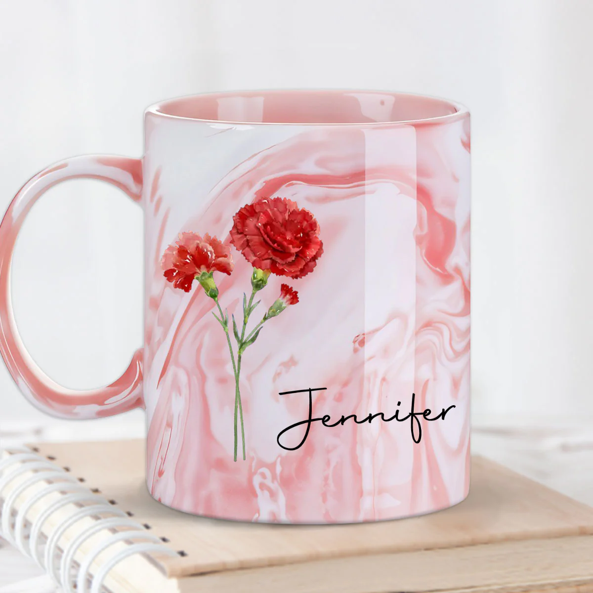 Friends Are Flowers That Never Fade - Personalized Custom Pink Marble Mug - Image 3
