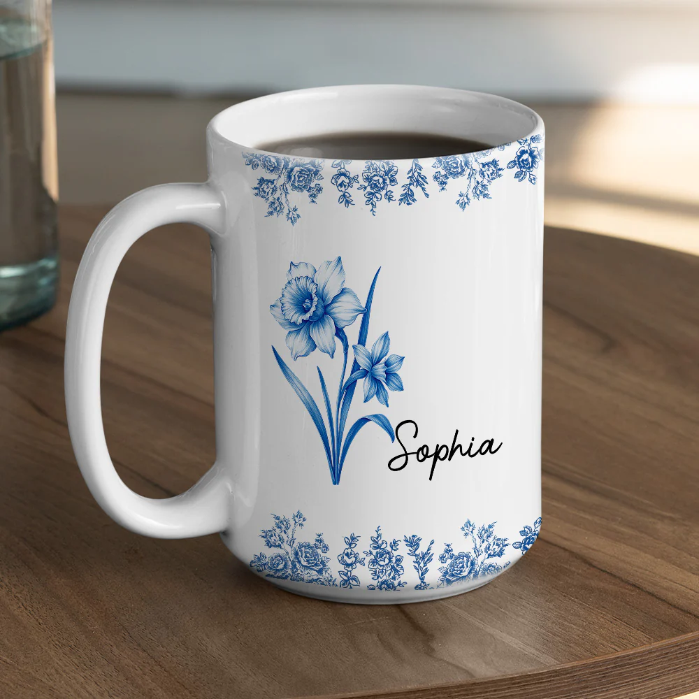 Friends Are Flowers That Never Fade Toile - Personalized Custom Coffee Mug - Image 5