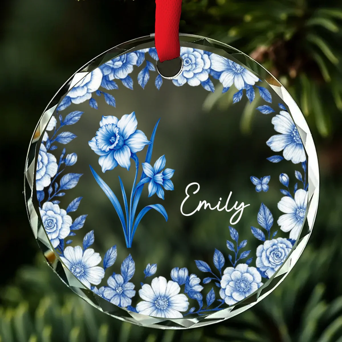Friends Are Flowers That Never Fade Toile - Personalized Custom Glass Ornament - Image 7
