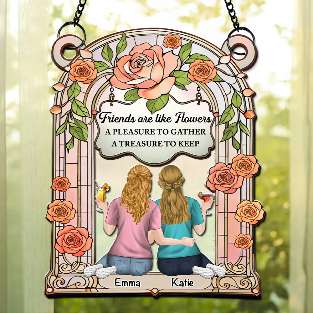 Friends Are Like Flowers - Personalized Custom Suncatcher - Image 2