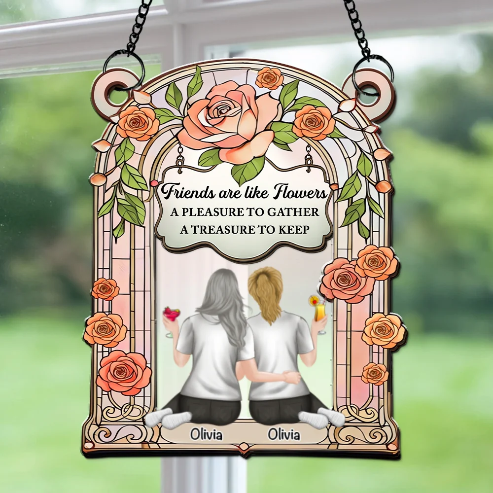 Friends Are Like Flowers - Personalized Custom Suncatcher - Image 6