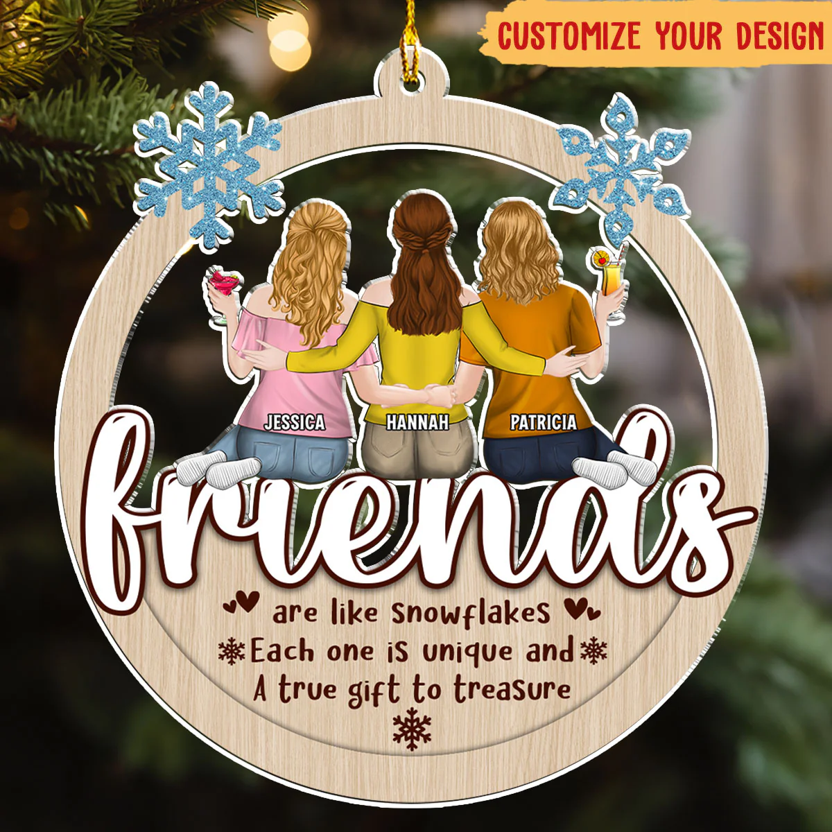 Friends Are Like Snowflakes - Personalized Custom Acrylic Ornament - Image 4