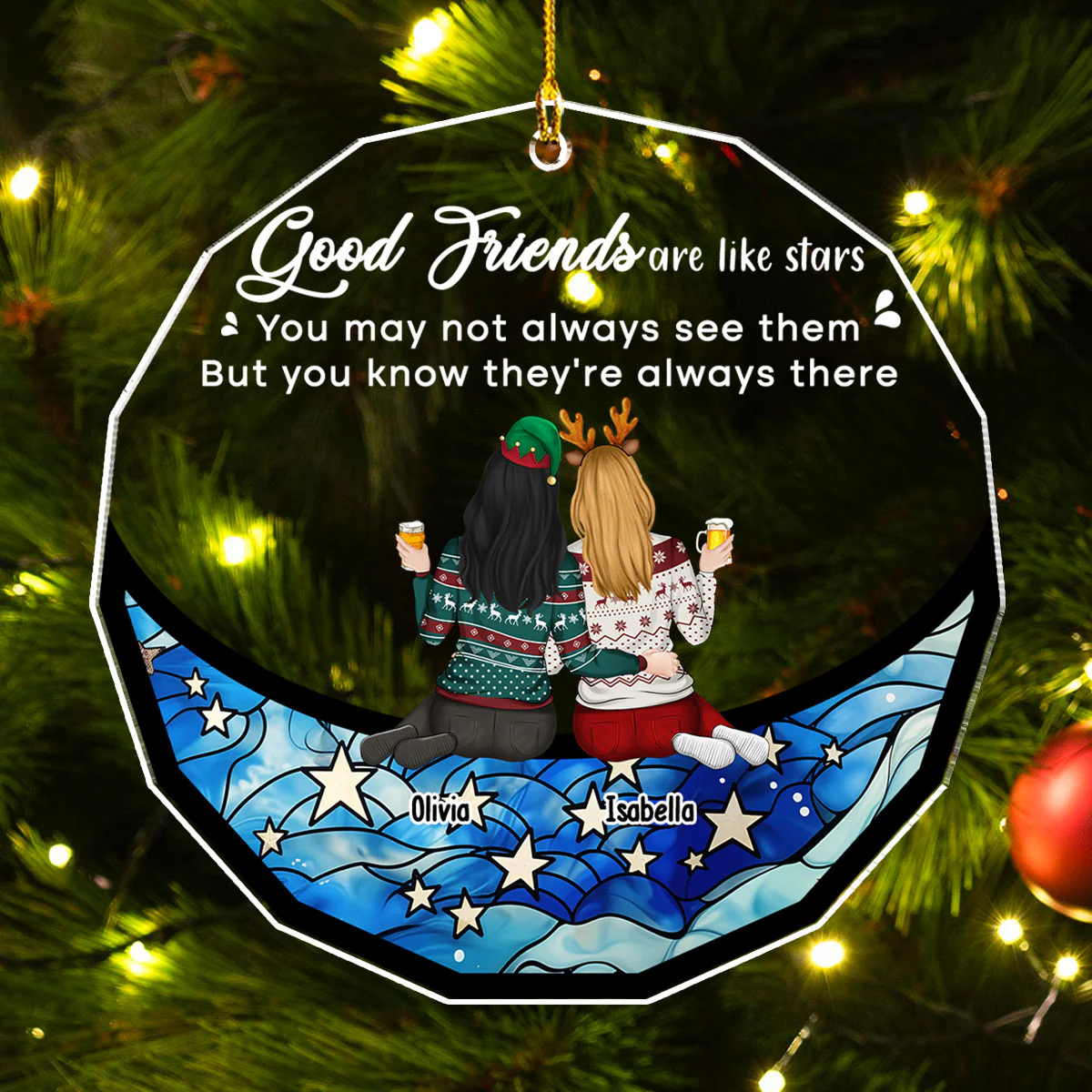 Friends Are Star - Personalized Custom Acrylic Ornament - Image 2