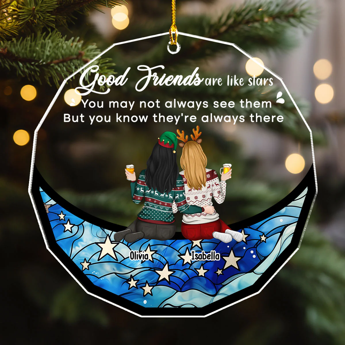 Friends Are Star - Personalized Custom Acrylic Ornament - Image 3