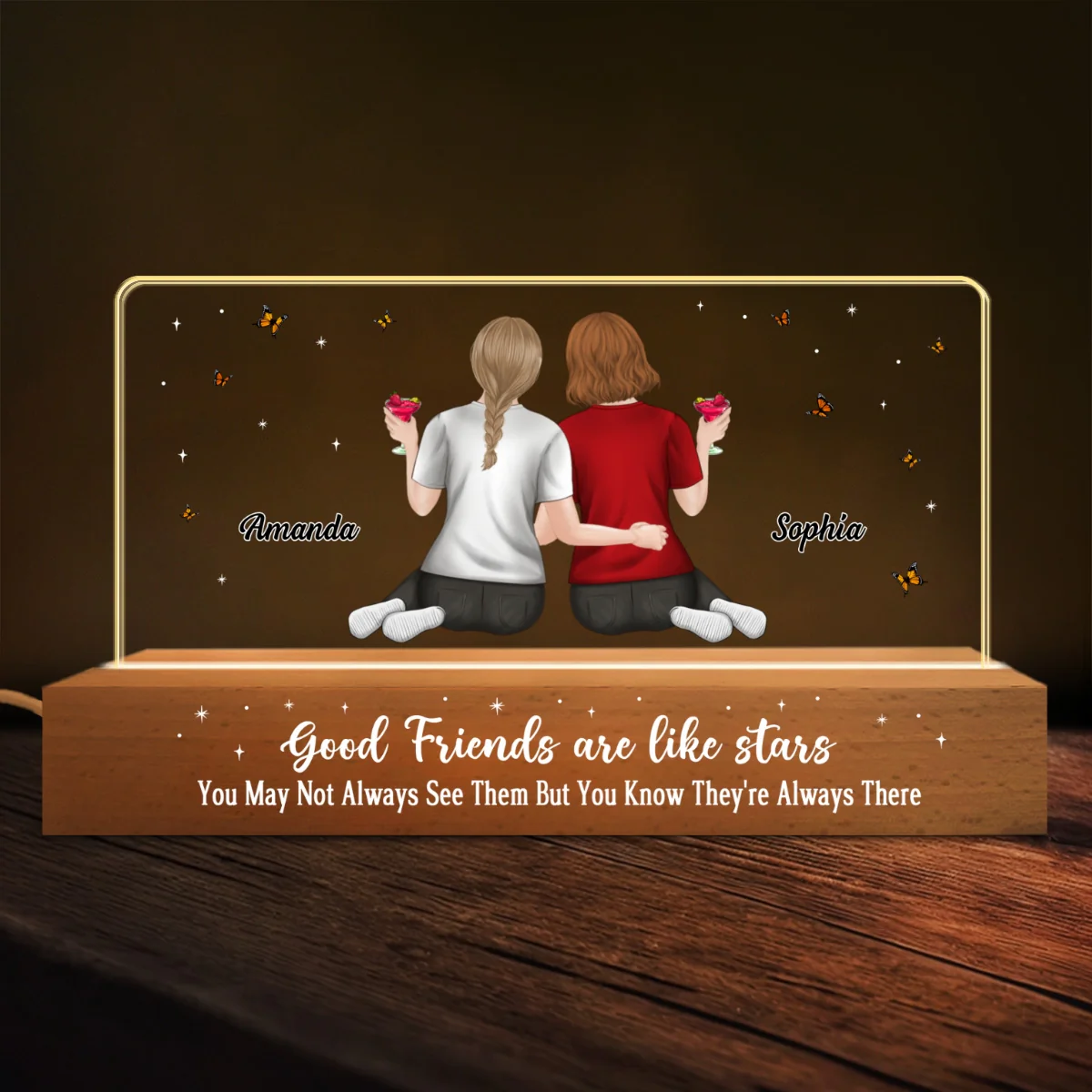 Friends Are Stars - Personalized Custom Acrylic 3D LED Night Light - Image 5