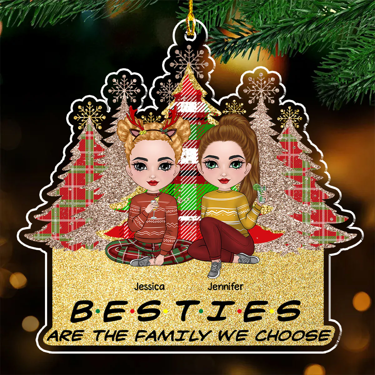 Friends Are The Family We Choose - Personalized Custom Acrylic Ornament - Image 2