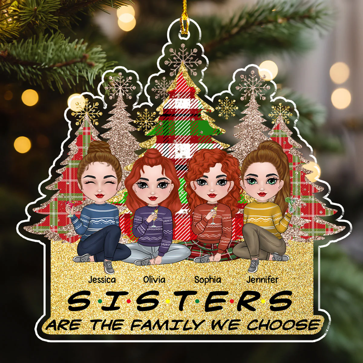 Friends Are The Family We Choose - Personalized Custom Acrylic Ornament - Image 3
