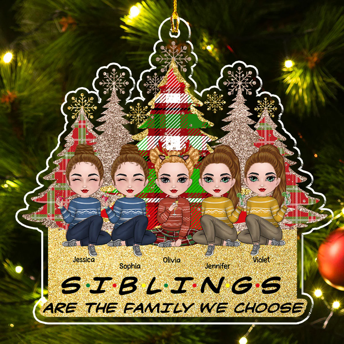 Friends Are The Family We Choose - Personalized Custom Acrylic Ornament - Image 4