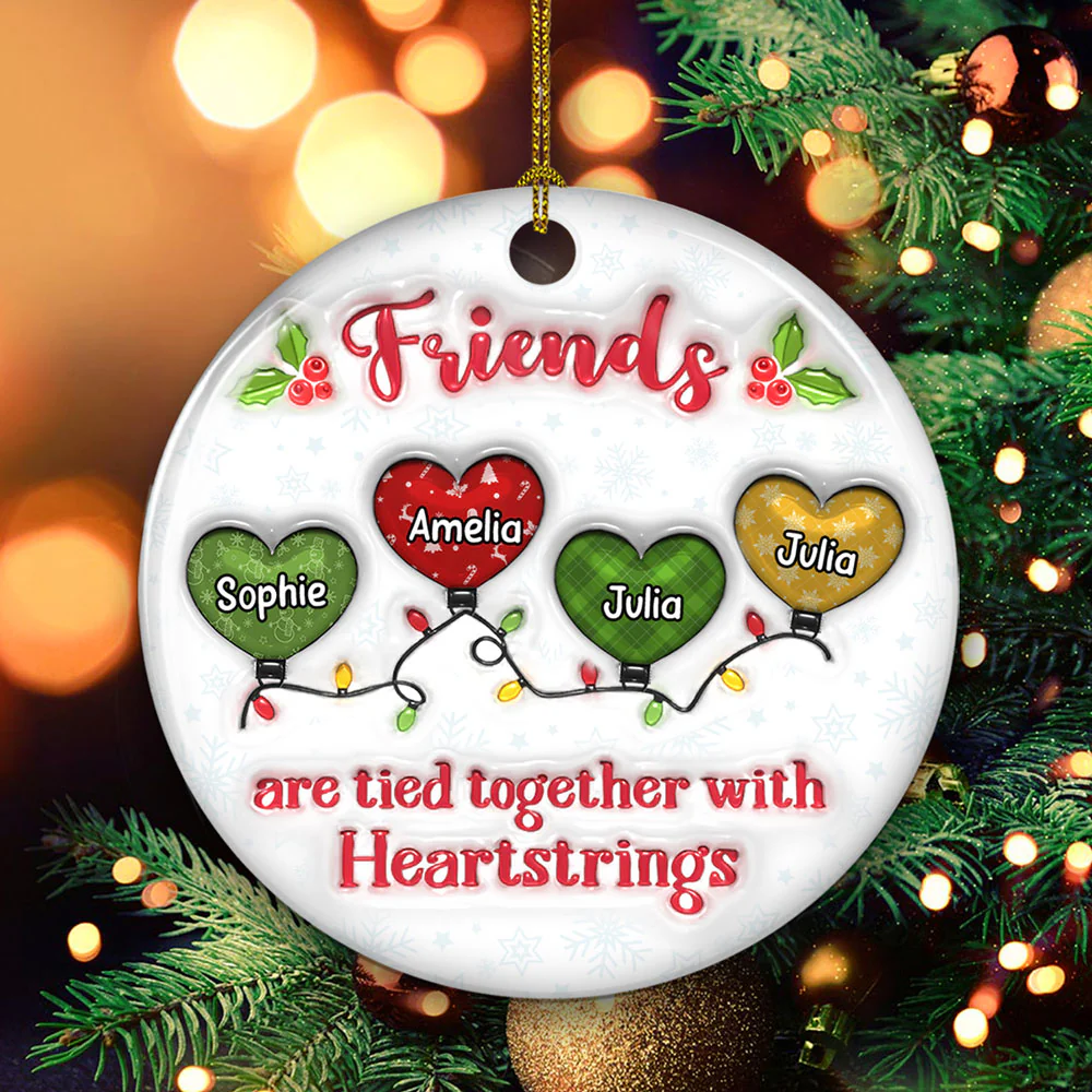 Friends Are Tied Together - Personalized Custom 3D Inflated Effect Ceramic Ornament - Image 3