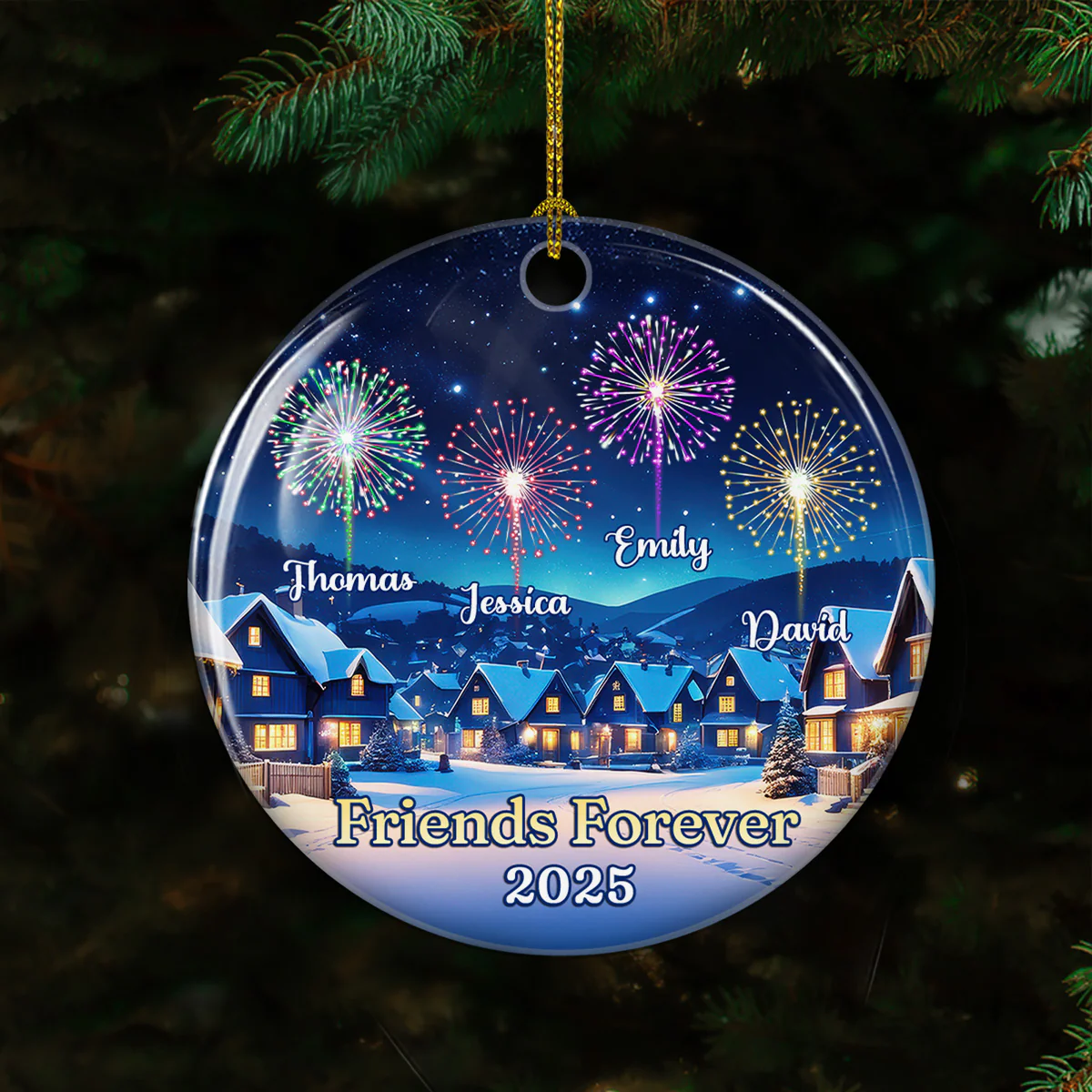 Friends Firework Light Up Our Lives - Personalized Custom Ceramic Ornament - Image 3