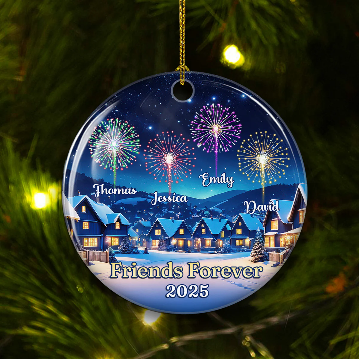 Friends Firework Light Up Our Lives - Personalized Custom Ceramic Ornament - Image 4