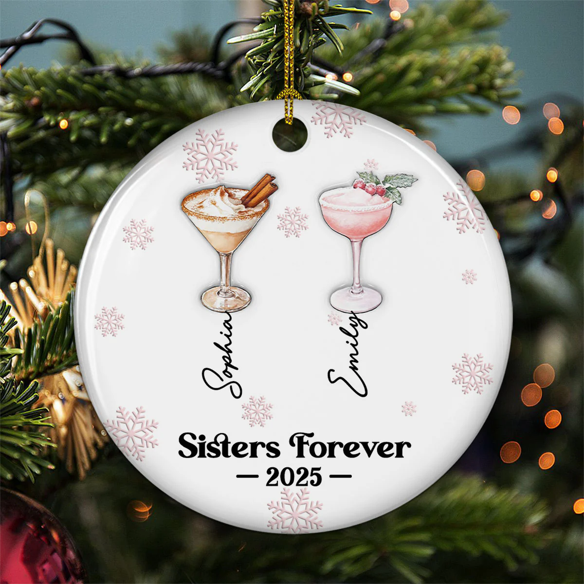 Friends Forever Christmas Drinks - Personalized Custom 3D Inflated Effect Ceramic Ornament - Image 4