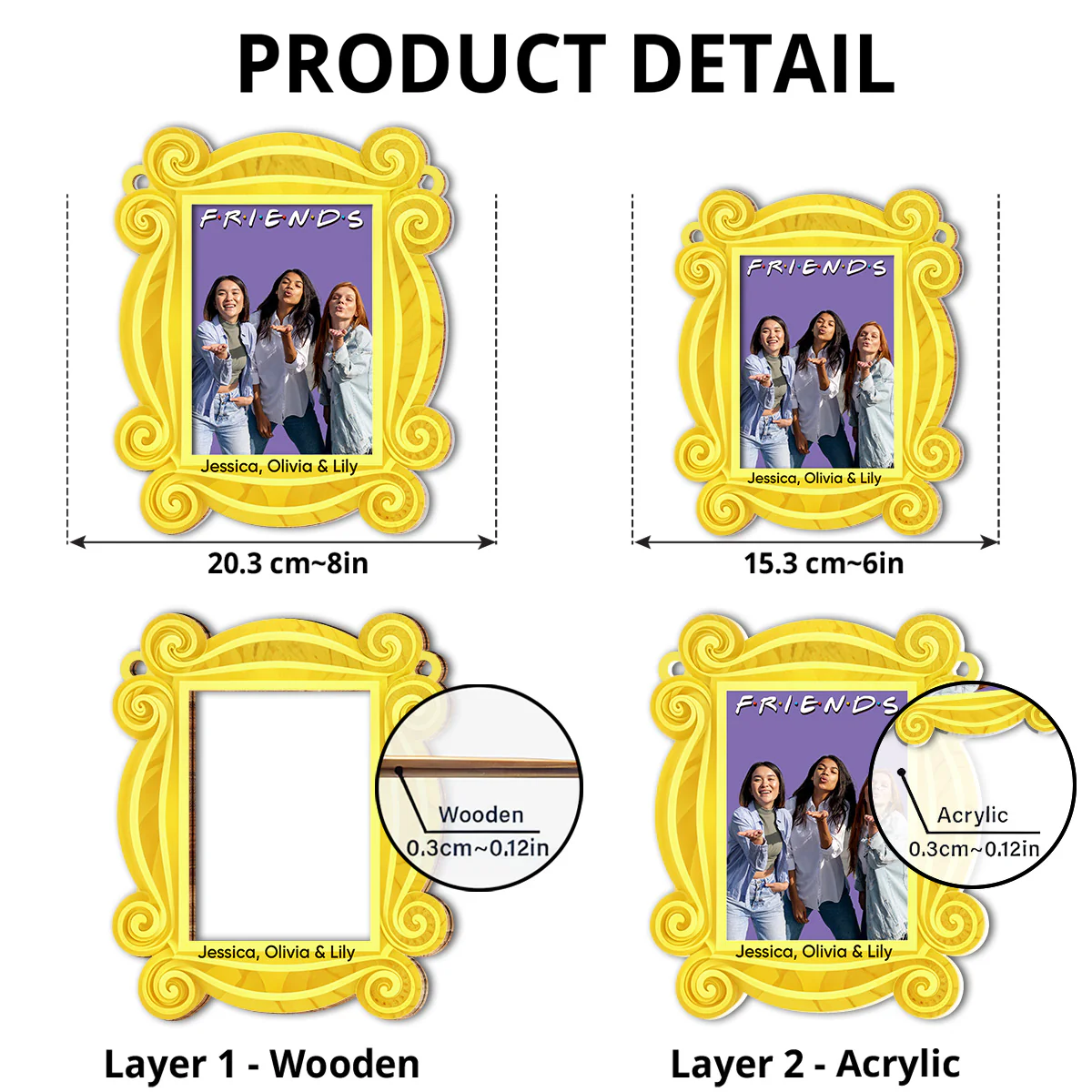 Friends Forever Frame Photo - Personalized Custom Suncatcher - Image 4