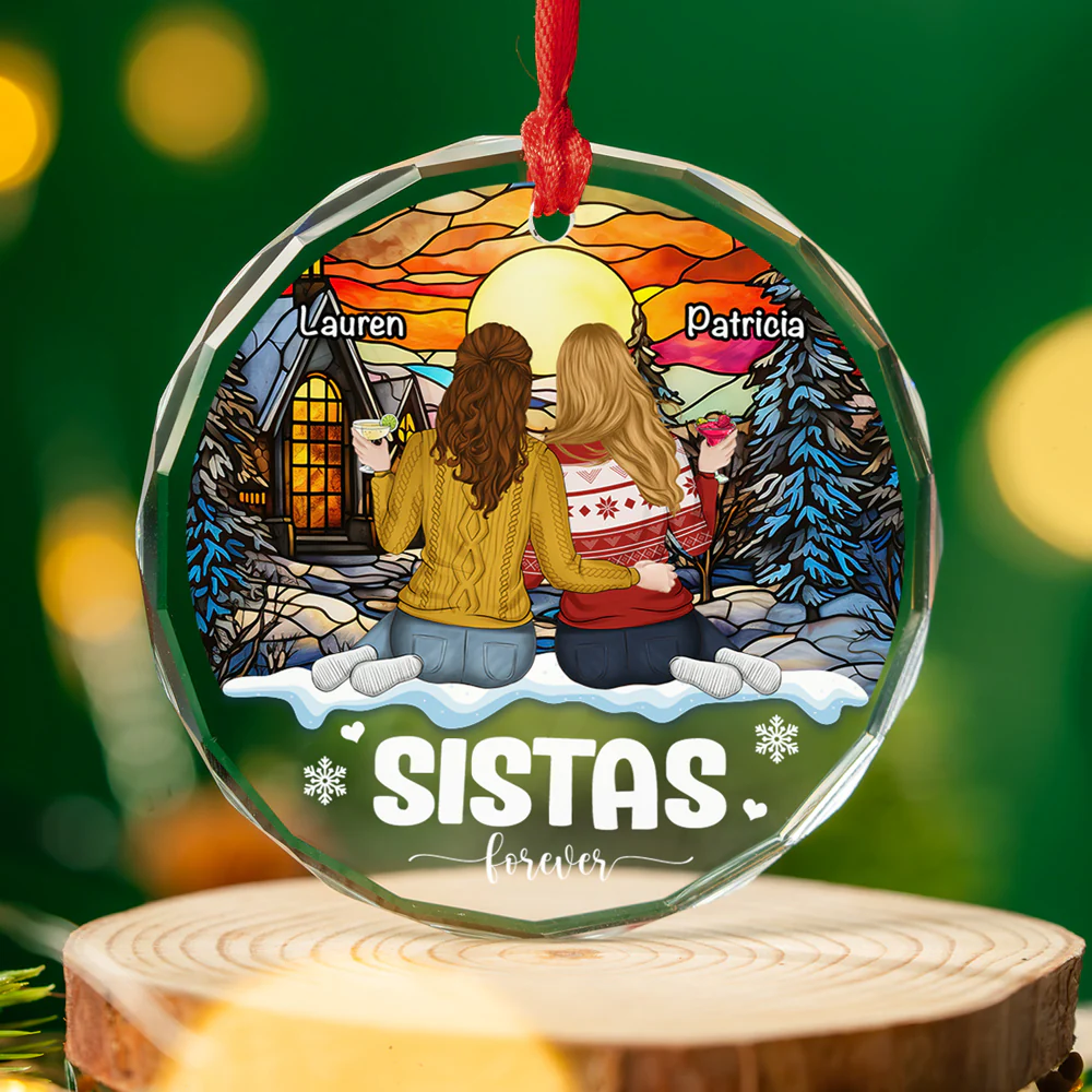 Friends Forever - Personalized Custom Glass Ornament - Image 2