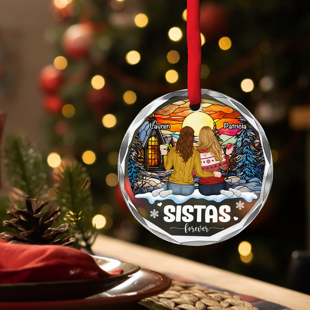 Friends Forever - Personalized Custom Glass Ornament - Image 4
