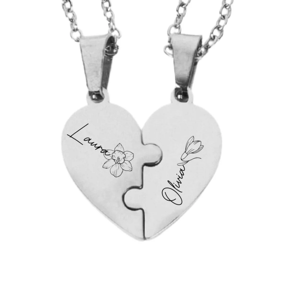 Friends Forever - Personalized Custom Heart Puzzle Necklace - Image 14