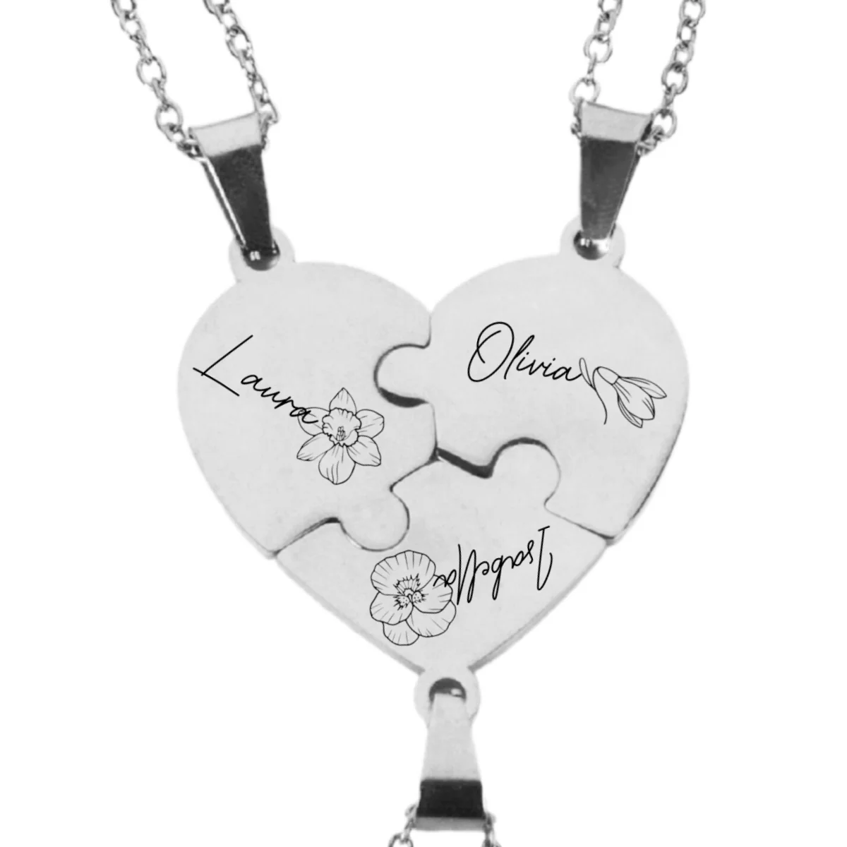 Friends Forever - Personalized Custom Heart Puzzle Necklace - Image 15