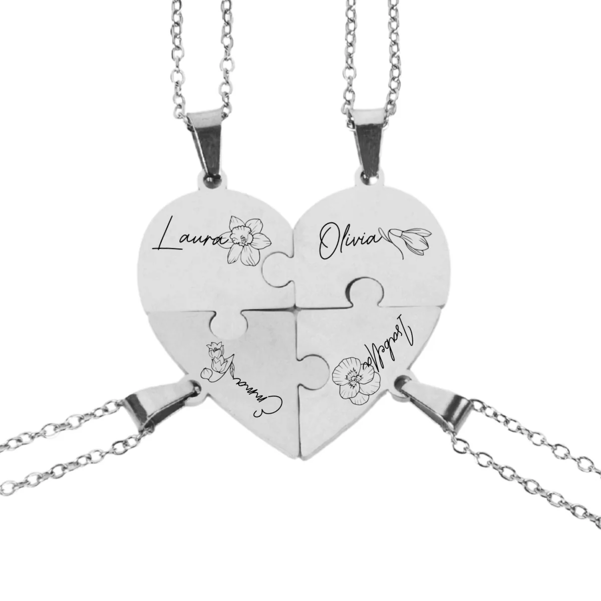 Friends Forever - Personalized Custom Heart Puzzle Necklace - Image 16