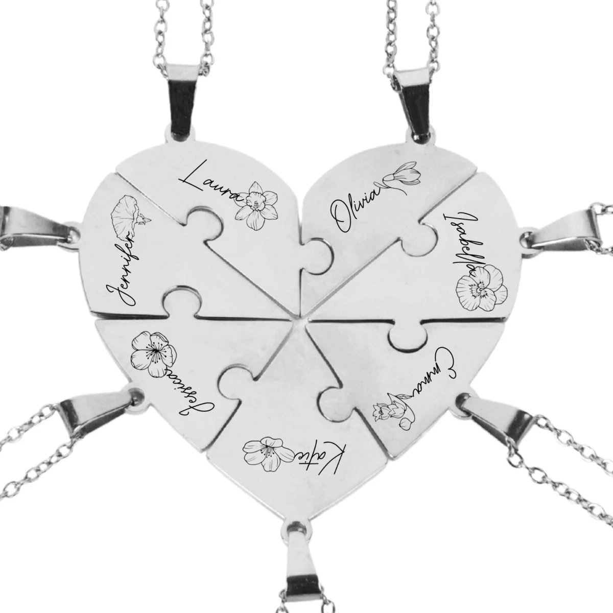 Friends Forever - Personalized Custom Heart Puzzle Necklace - Image 19