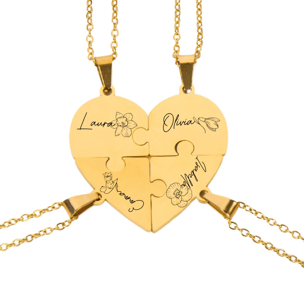 Friends Forever - Personalized Custom Heart Puzzle Necklace - Image 23