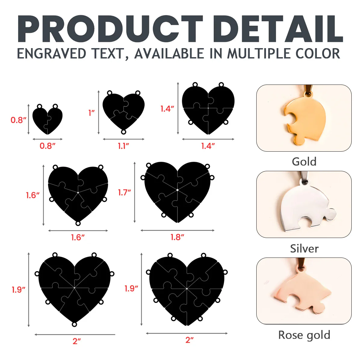 Friends Forever - Personalized Custom Heart Puzzle Necklace - Image 6