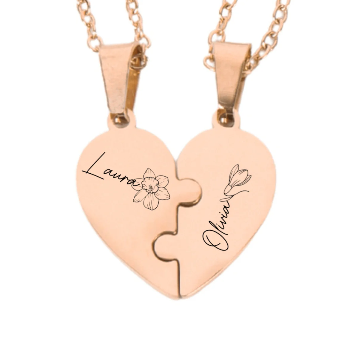 Friends Forever - Personalized Custom Heart Puzzle Necklace - Image 7