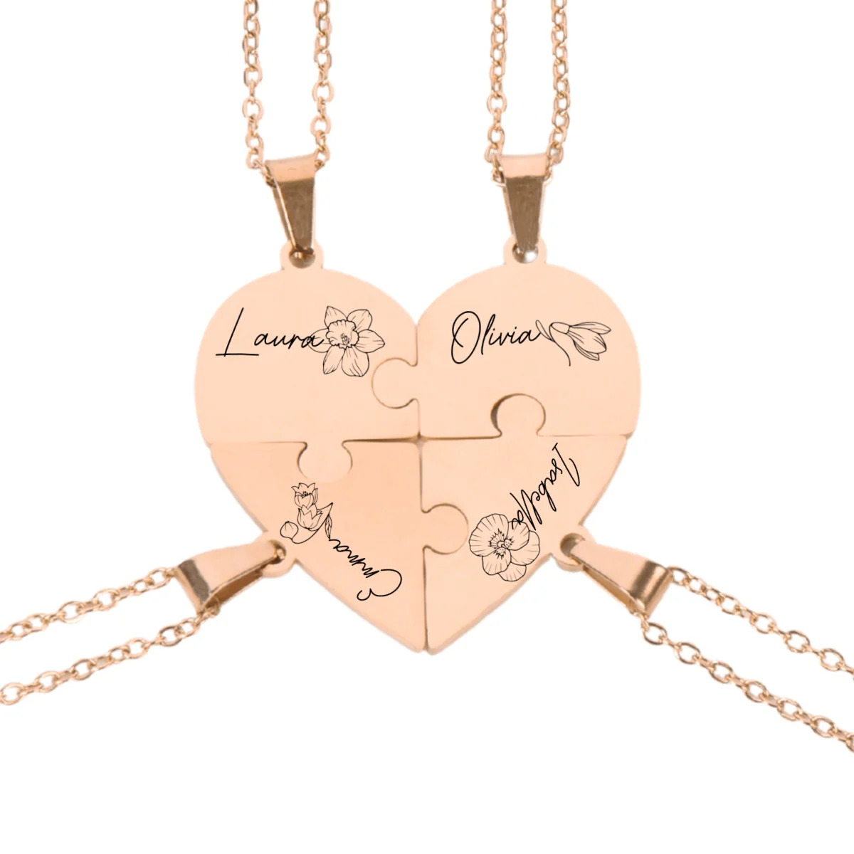 Friends Forever - Personalized Custom Heart Puzzle Necklace - Image 9