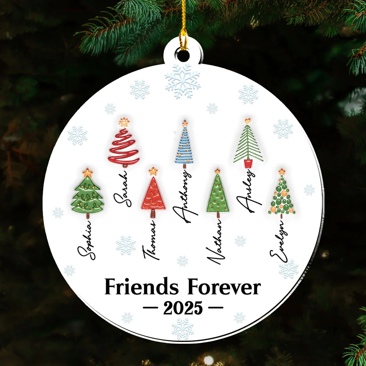 Friends Forever Tree Names - Personalized Custom 3D Inflated Effect Acrylic Ornament