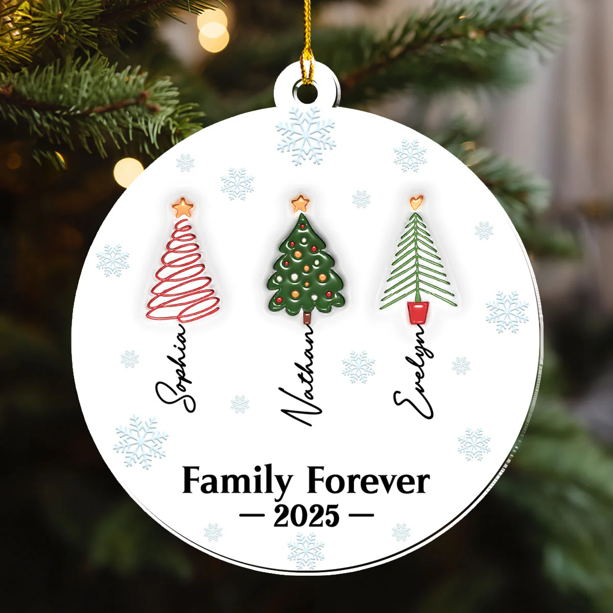 Friends Forever Tree Names - Personalized Custom 3D Inflated Effect Acrylic Ornament - Image 3