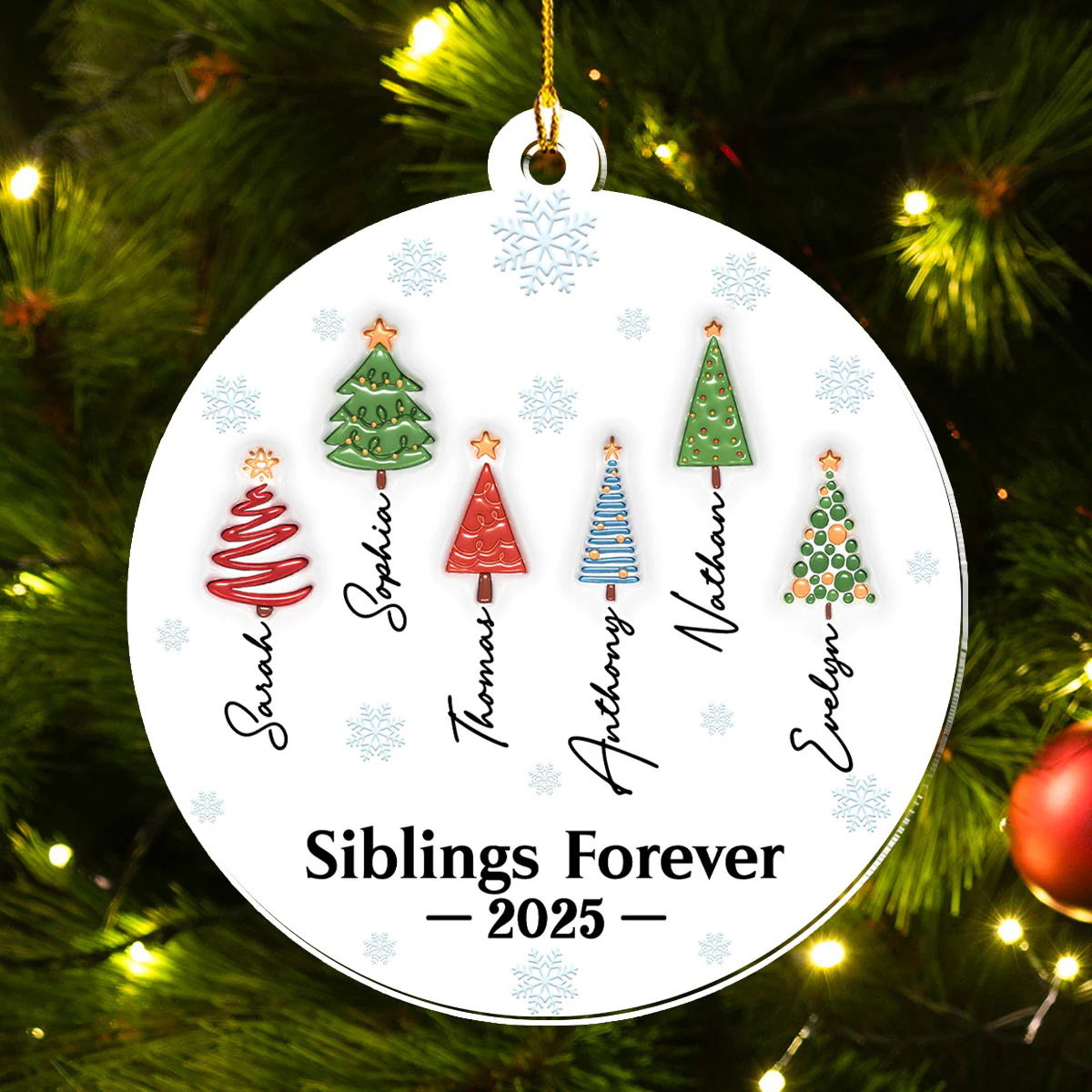 Friends Forever Tree Names - Personalized Custom 3D Inflated Effect Acrylic Ornament - Image 4