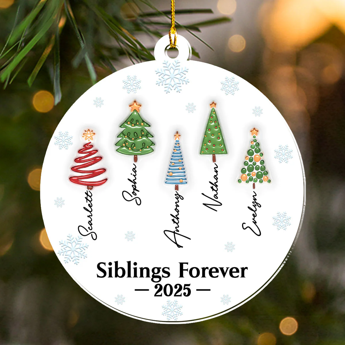 Friends Forever Tree Names - Personalized Custom 3D Inflated Effect Acrylic Ornament - Image 5