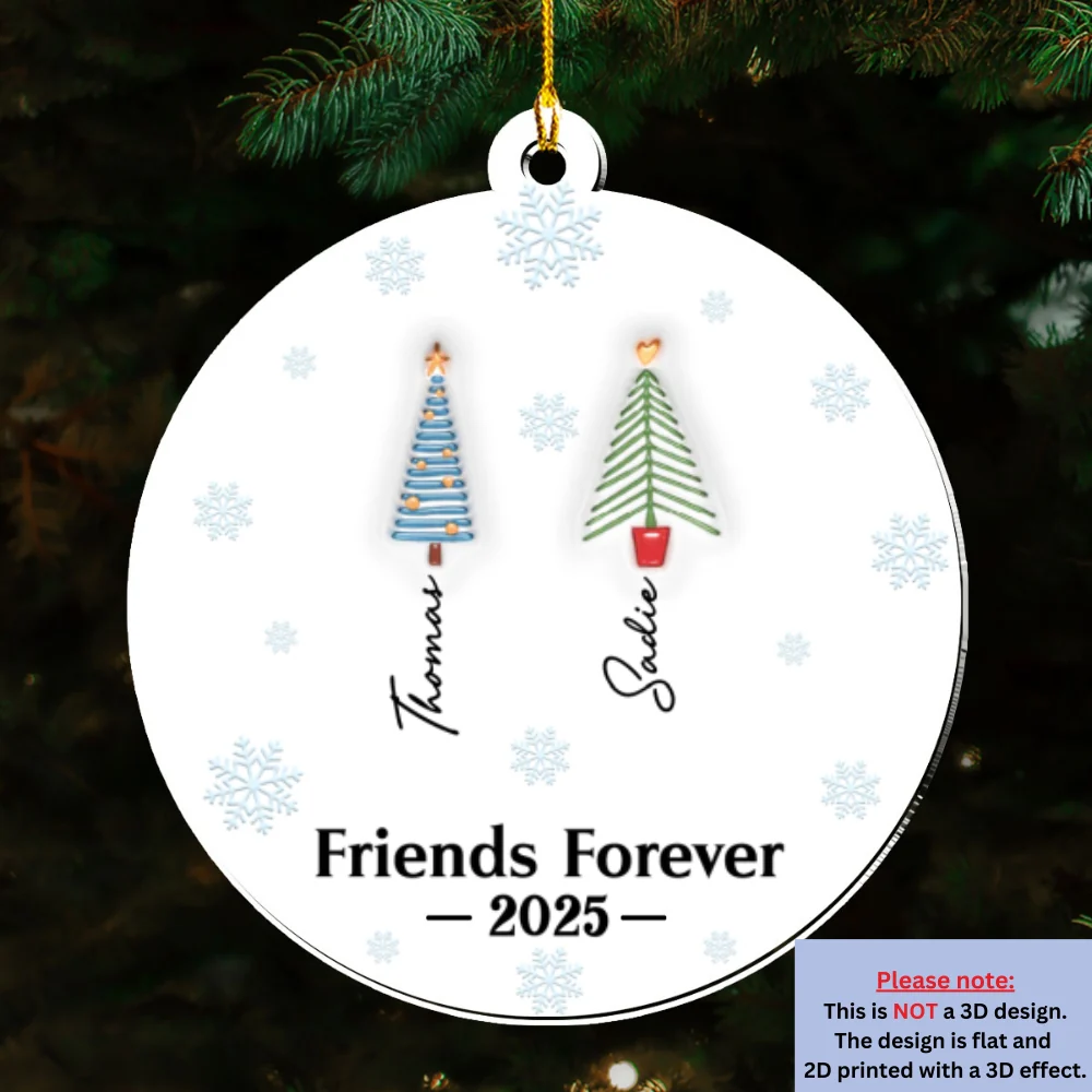 Friends Forever Tree Names - Personalized Custom 3D Inflated Effect Acrylic Ornament - Image 7