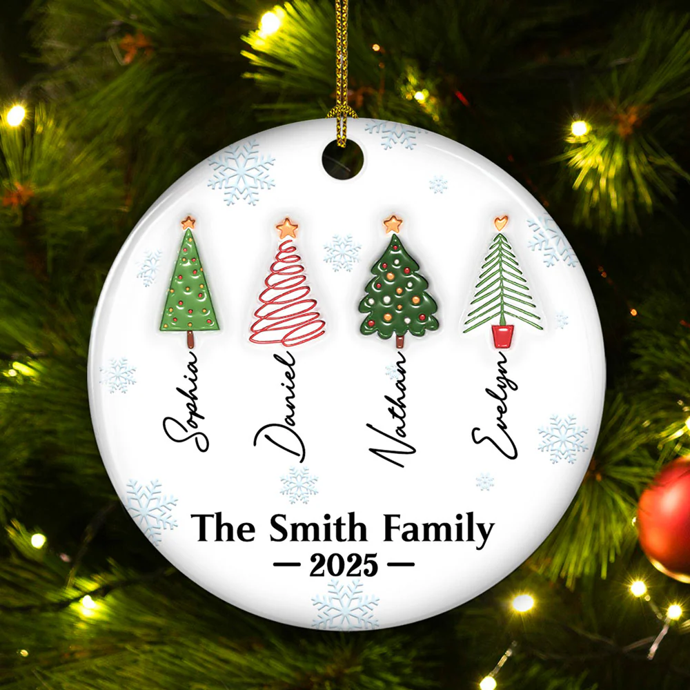 Friends Forever Tree Names - Personalized Custom 3D Inflated Effect Ceramic Ornament - Image 2
