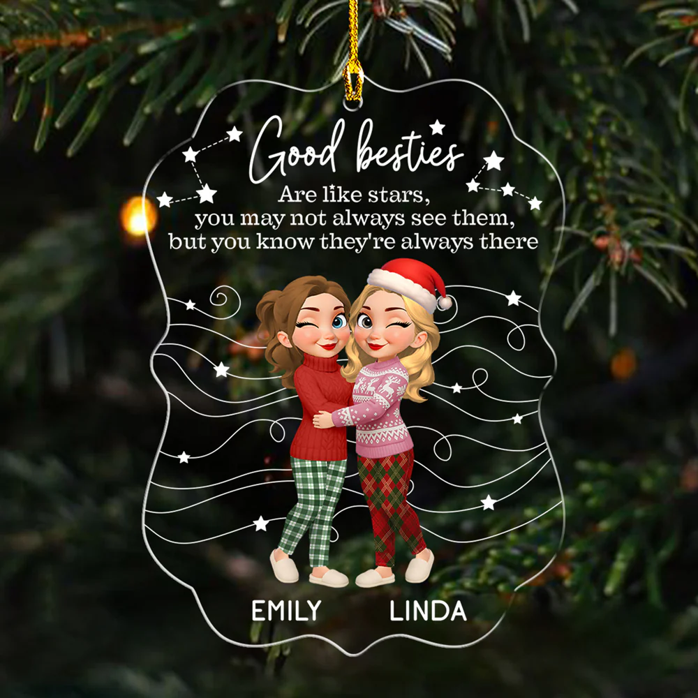 Friends Like Stars Always There - Personalized Custom Acrylic Ornament - Image 2