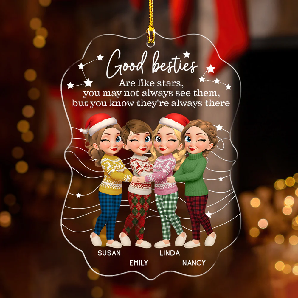 Friends Like Stars Always There - Personalized Custom Acrylic Ornament - Image 3