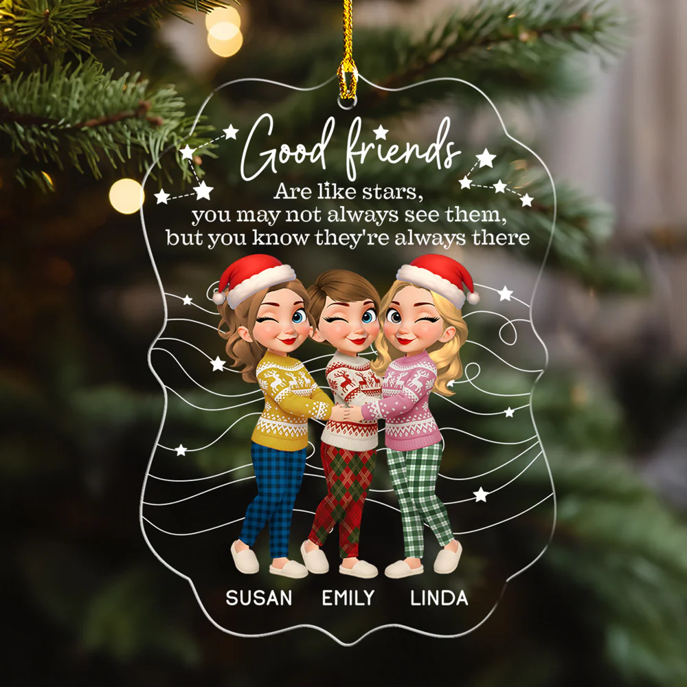 Friends Like Stars Always There - Personalized Custom Acrylic Ornament - Image 4