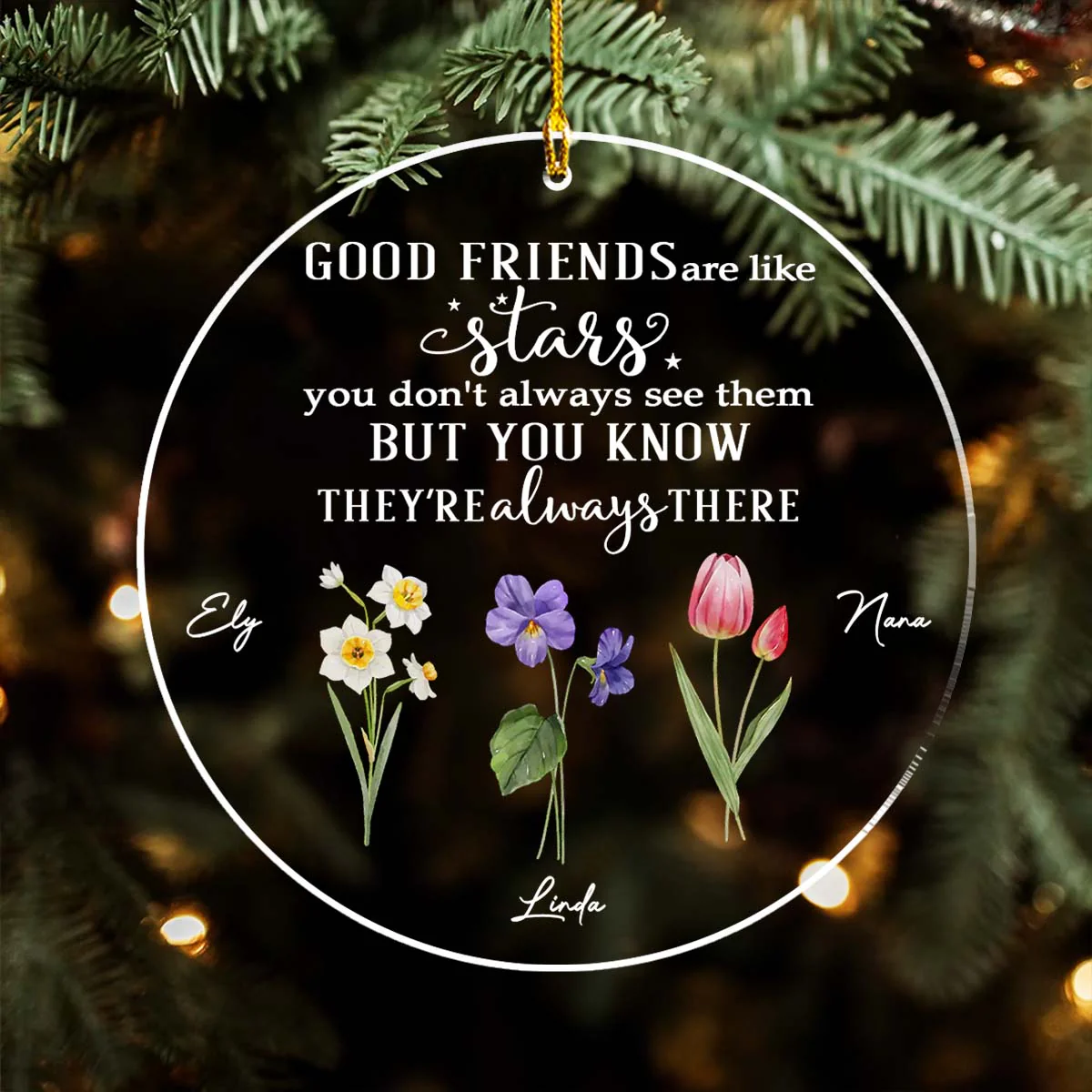 Friends Like Stars - Personalized Custom Acrylic Ornament - Image 2