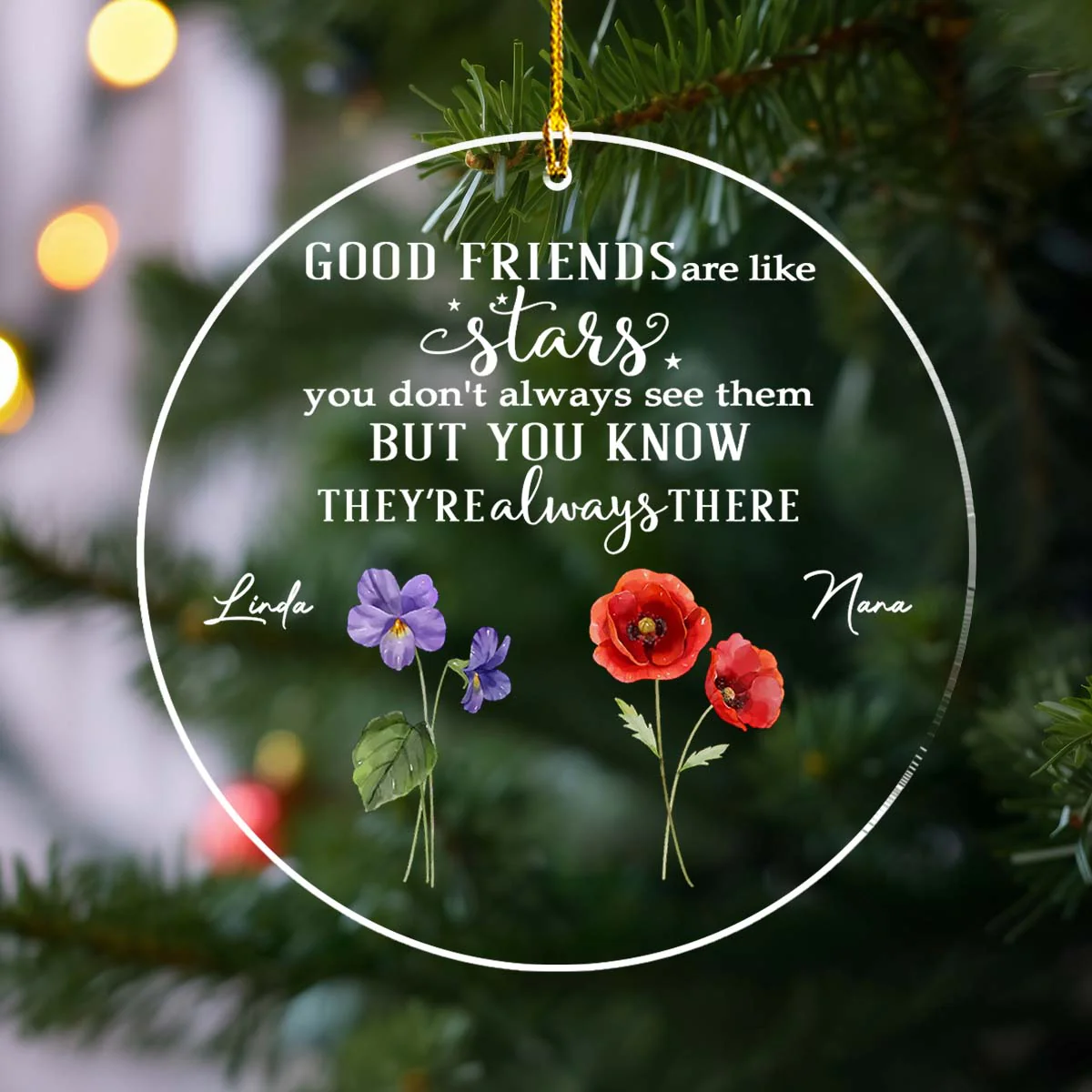 Friends Like Stars - Personalized Custom Acrylic Ornament - Image 3