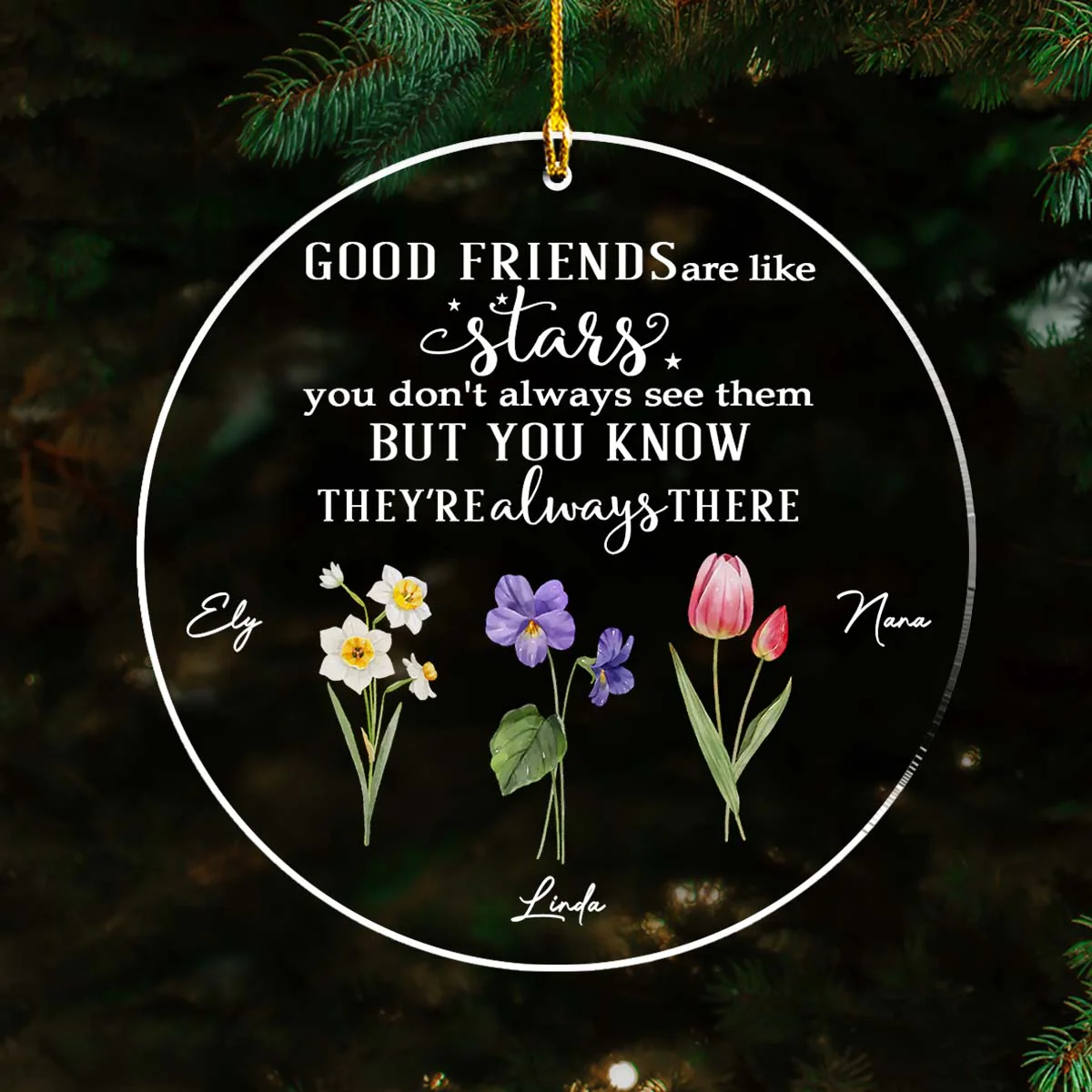 Friends Like Stars - Personalized Custom Acrylic Ornament - Image 5