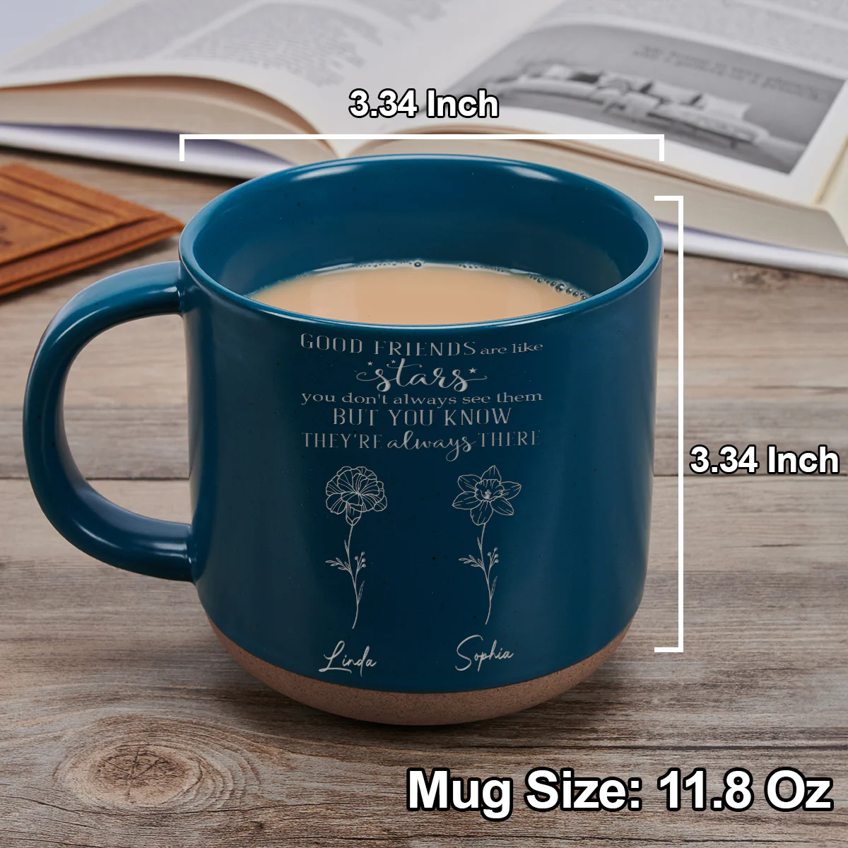 Friends Like Stars - Personalized Custom Engraved Pottery Mug - Image 4