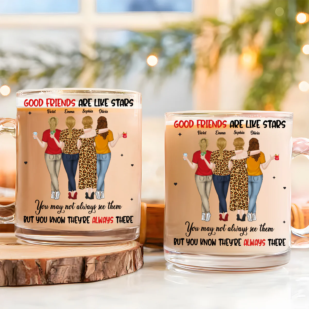 Friends Like Stars - Personalized Custom Glass Mug - Image 2