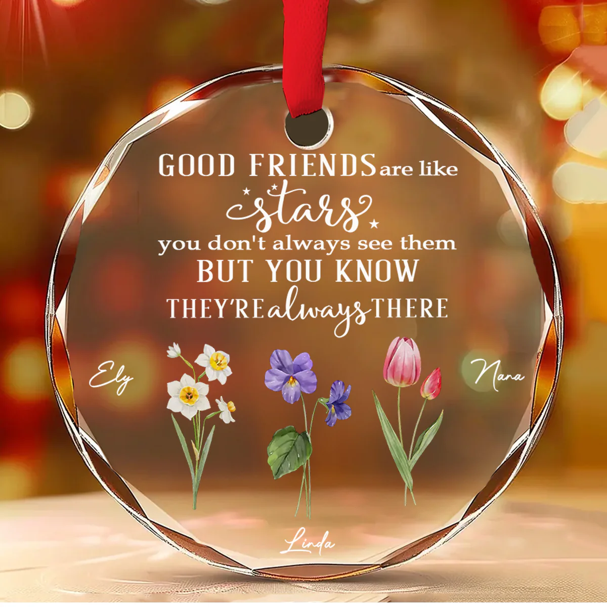 Friends Like Stars - Personalized Custom Glass Ornament - Image 2