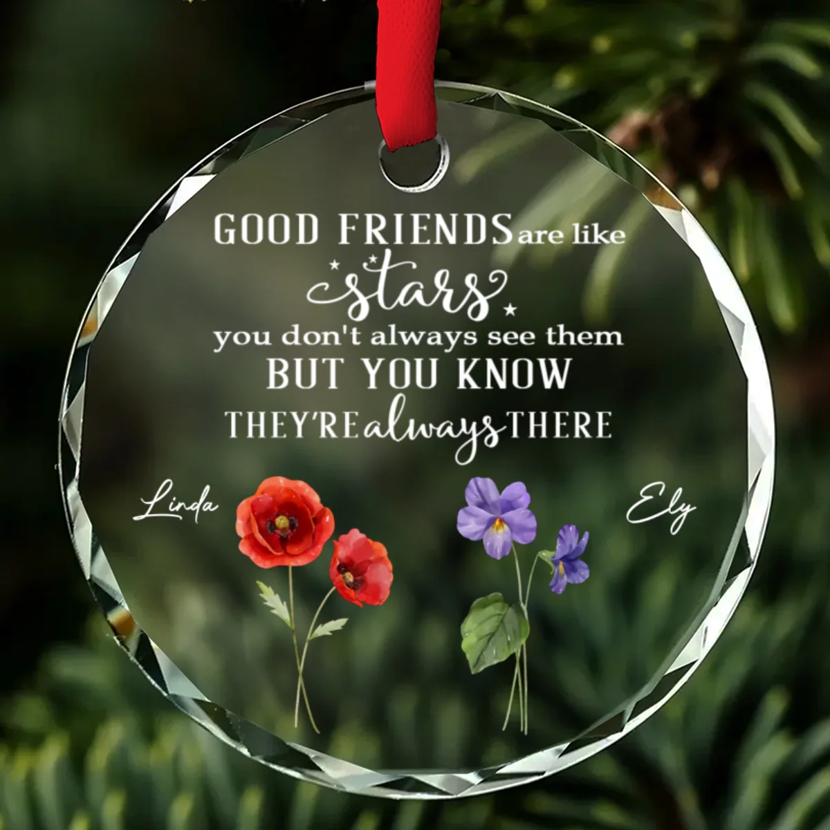 Friends Like Stars - Personalized Custom Glass Ornament - Image 7